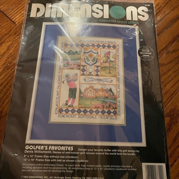 Dimensions GOLFER’S FAVORITES Vintage Counted Cross Stitch Kit NOS #3742 1993. - Picture 1 of 6